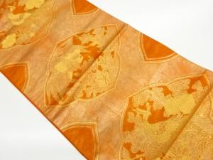 引箔変わり菱に鳳凰・紅葉・花々模様織出し袋帯